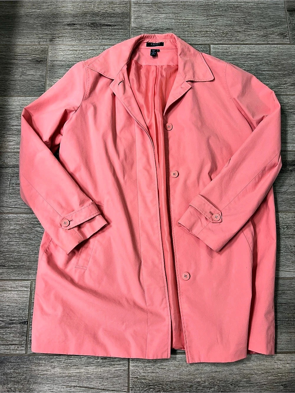 Chaps Women's Coral Pink Trench Coat Size XL Like New